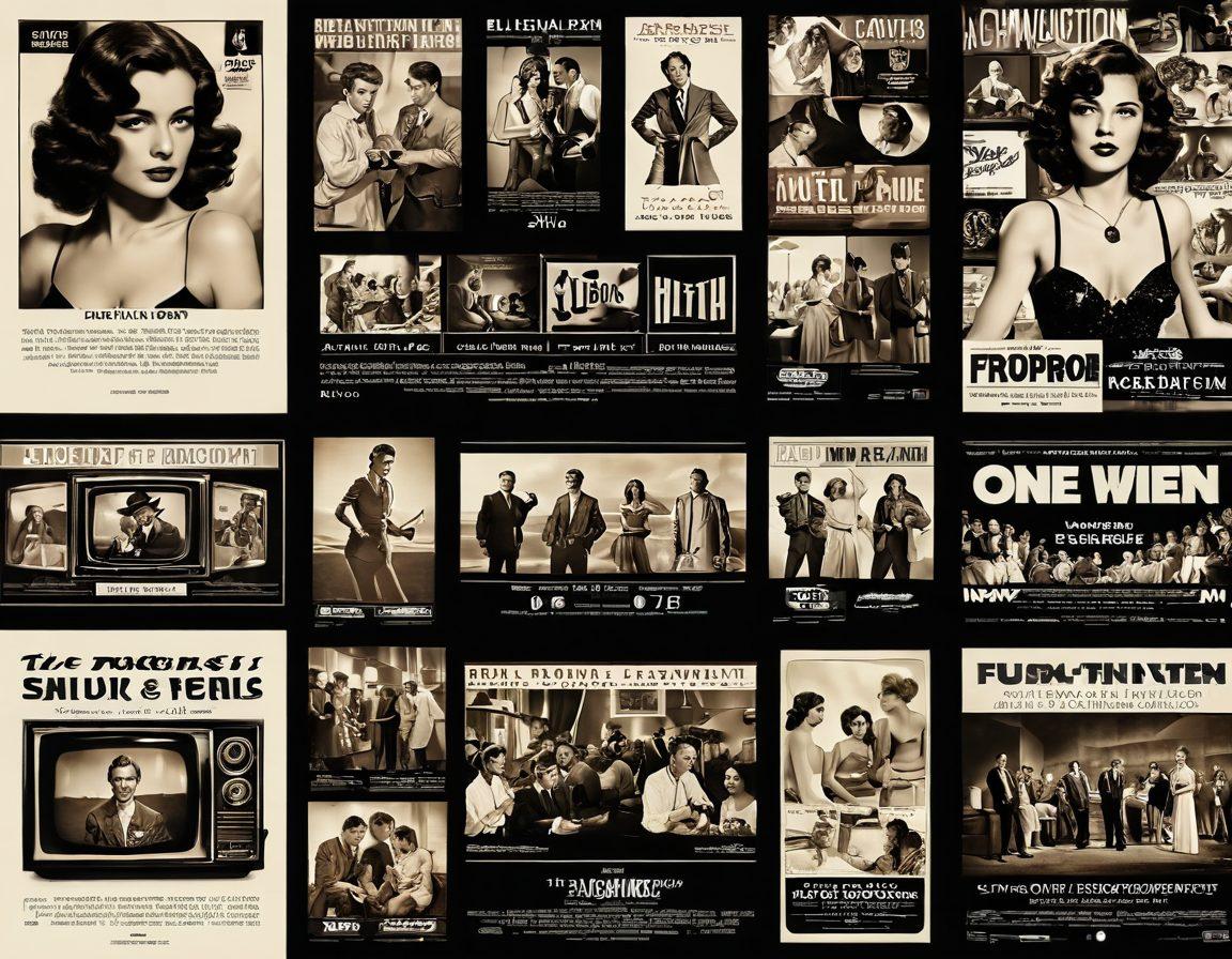 A split image showing the evolution of adult entertainment: one side depicts classic film reels and vintage film posters in sepia tones, while the other side features modern streaming devices and vibrant screens showcasing diverse adult content. In the middle, a timeline marks key milestones in NSFW film history. The setting blends retro and contemporary aesthetics, inviting reflection on changes in viewing culture. Illustration style: vibrant colors, digital art, modern and retro fusion.